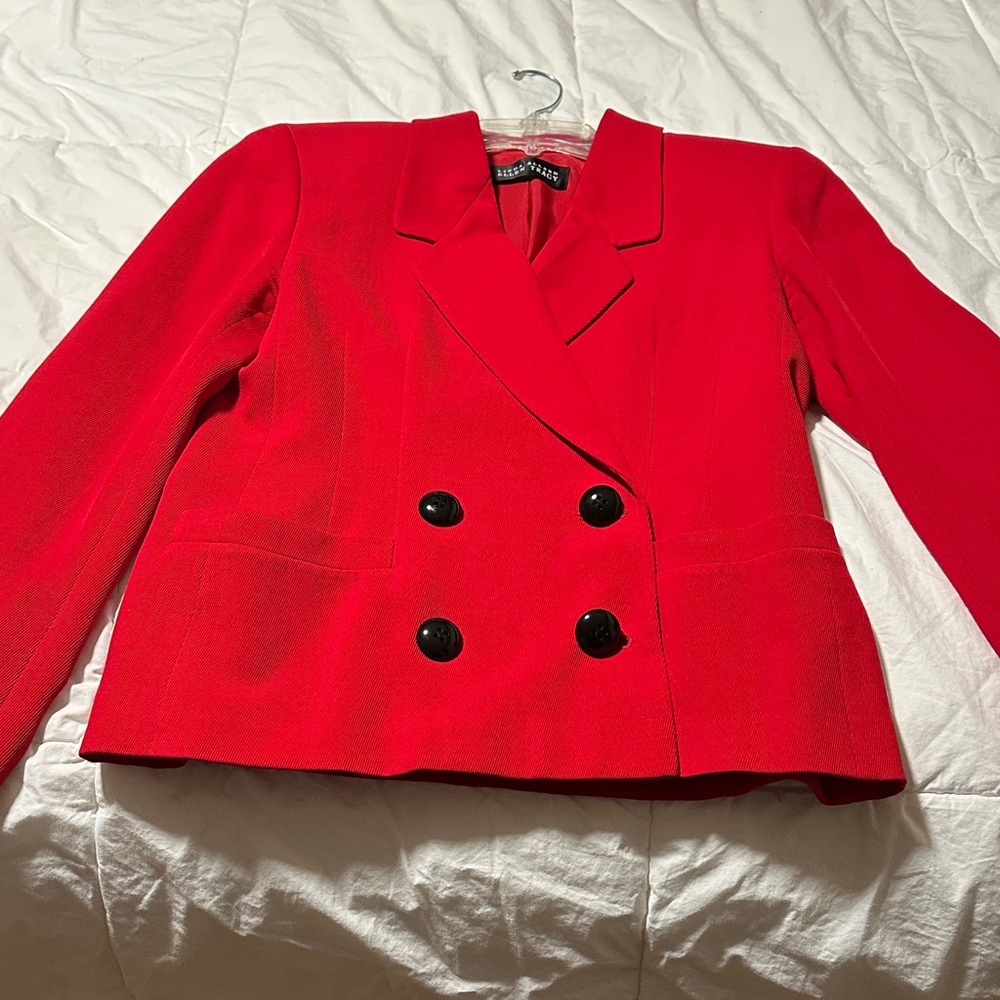 Elegant Women's Red Double-Breasted Blazer